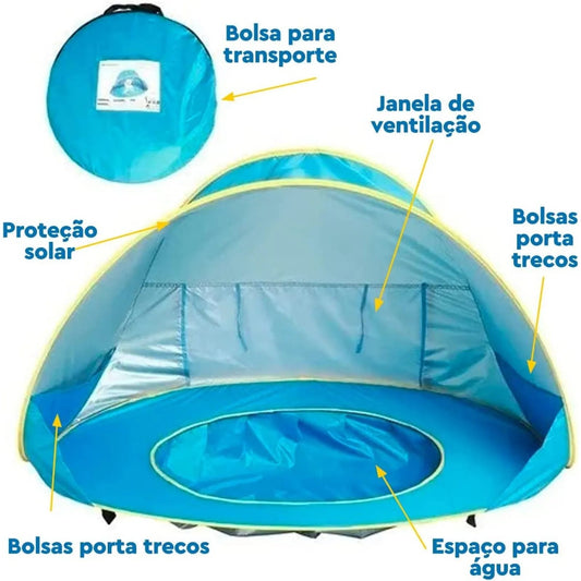 Tenda portátil Piscininha e Diversão para bebê com Proteção UV