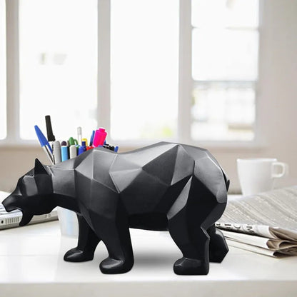 Escultura Decorativa Urso Geométrica em Resina