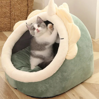 Cama Caverna Dobrável Removível e Lavável para Animais de Estimação