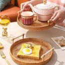Bandeja Decorativa Redonda de Vime em Rattan Feita a Mão | Home Decor