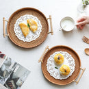 Bandeja Decorativa Redonda de Vime em Rattan Feita a Mão | Home Decor