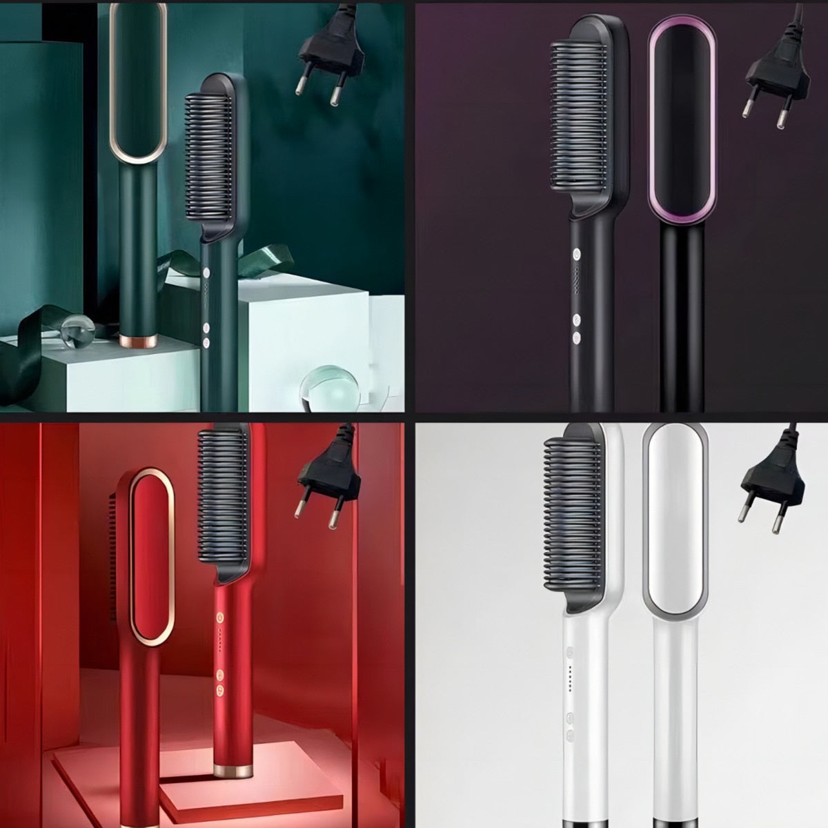 Escova Alisadora Anion Hair Pro 3 em 1 | Secador, Chapinha e Modelador de Cachos - Bivolt