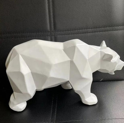 Escultura Decorativa Urso Geométrica em Resina