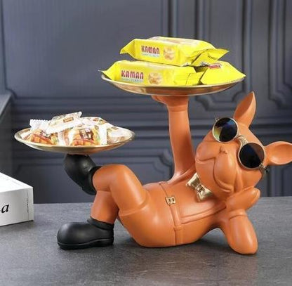 Estátua de Bulldog Francês Porta-Objetos em Resina
