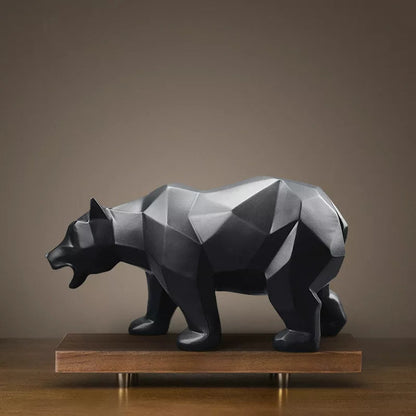 Escultura Decorativa Urso Geométrica em Resina