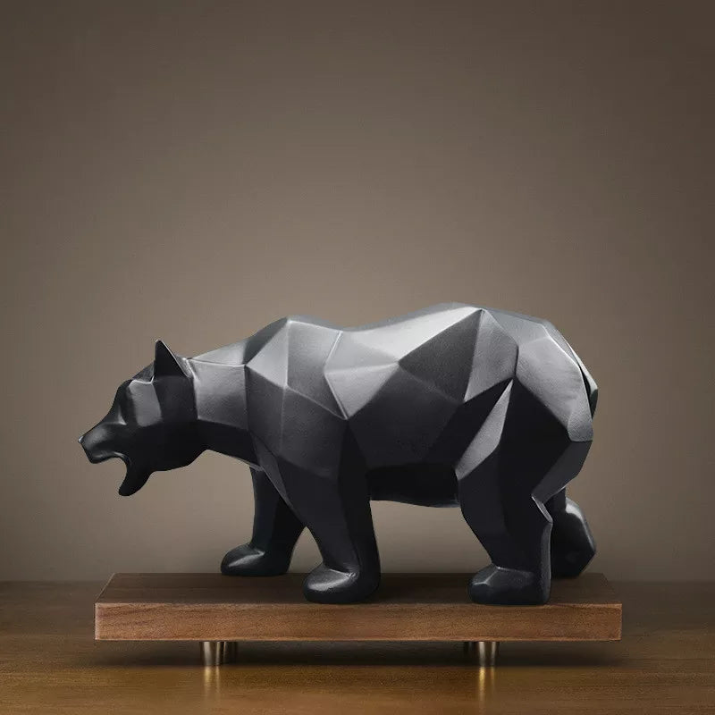 Escultura Decorativa Urso Geométrica em Resina