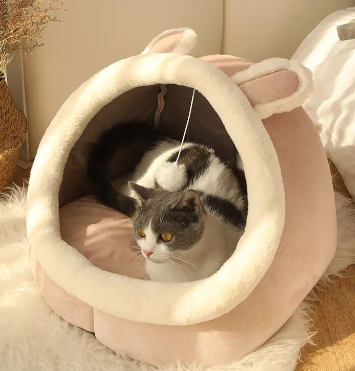 Cama Caverna Dobrável Removível e Lavável para Animais de Estimação