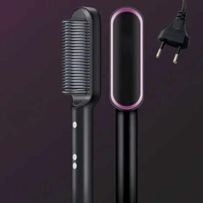 Escova Alisadora Anion Hair Pro 3 em 1 | Secador, Chapinha e Modelador de Cachos - Bivolt