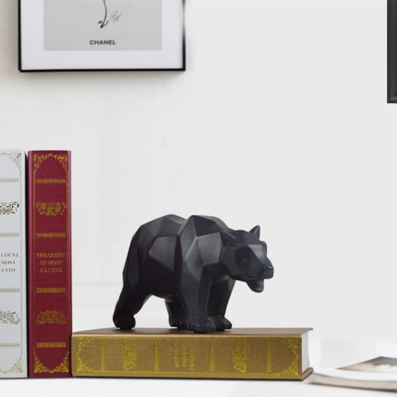 Escultura Decorativa Urso Geométrica em Resina