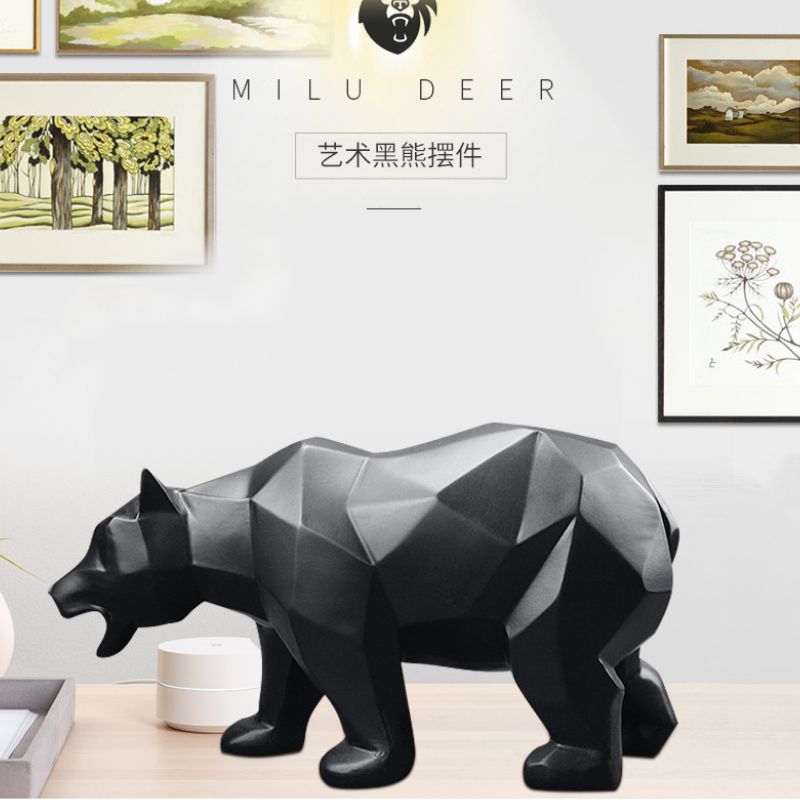 Escultura Decorativa Urso Geométrica em Resina