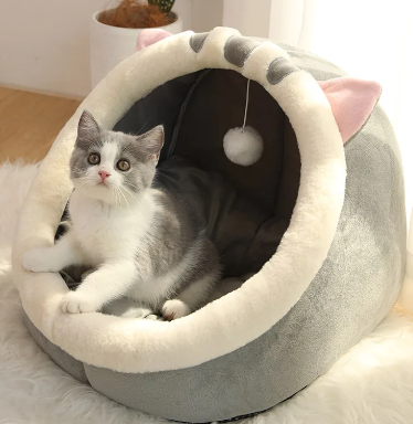 Cama Caverna Dobrável Removível e Lavável para Animais de Estimação